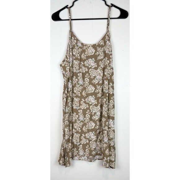 Vintage Y2K 1990s 2000s Jonathan Martin Brown Floral Minidress Dress, Large - Picture 5 of 10